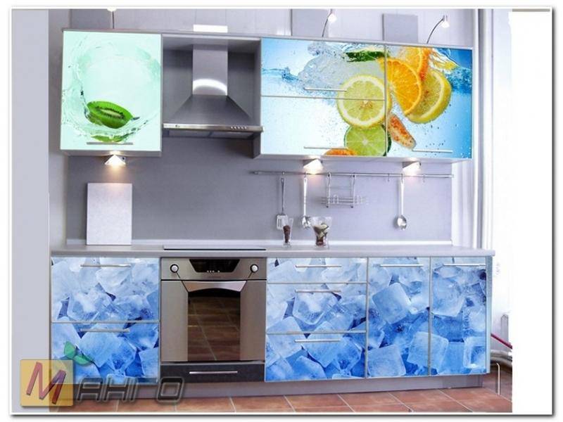 прямая кухня айс с фотопечатью в Нижневартовске