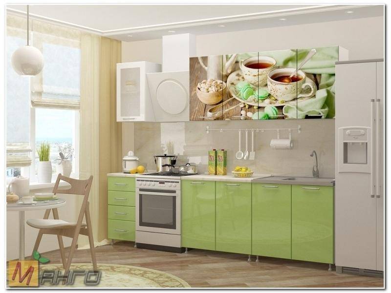 кухня прямая фисташки-1 с фотопечатью в Нижневартовске