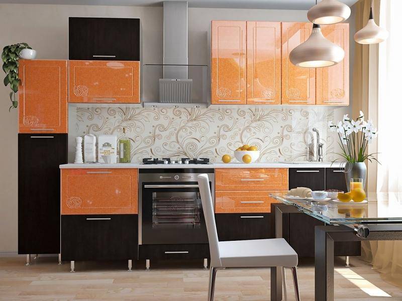 кухонный гарнитур прямой апельсин в Нижневартовске