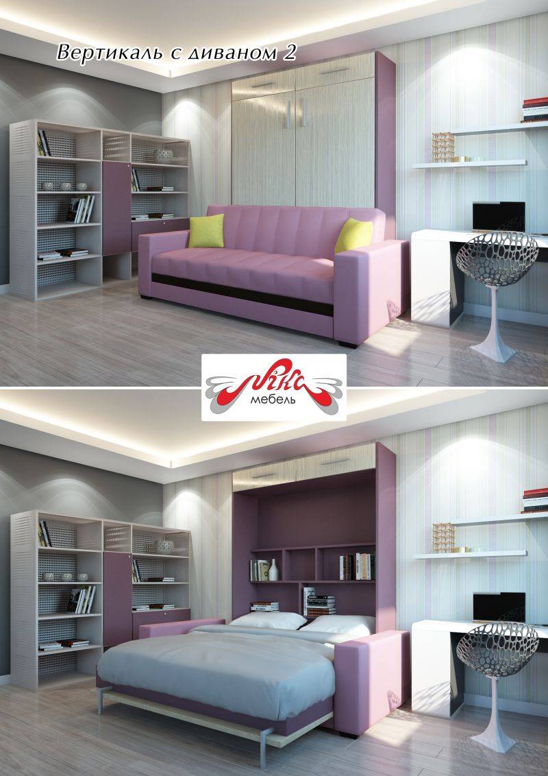 шкаф-трансформер вертикаль 2 с диваном в Нижневартовске