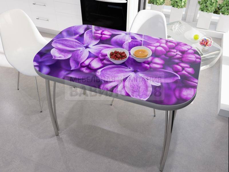 стол со стеклом сирень в Нижневартовске