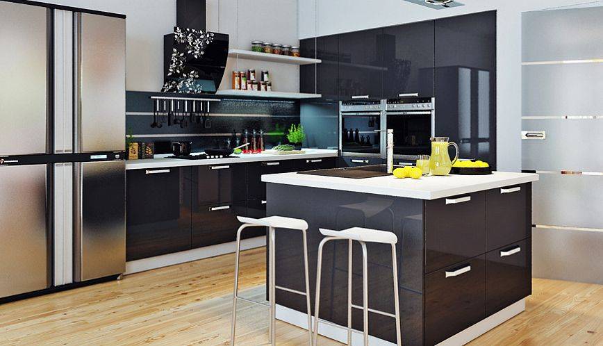 большая кухня с островом в Нижневартовске