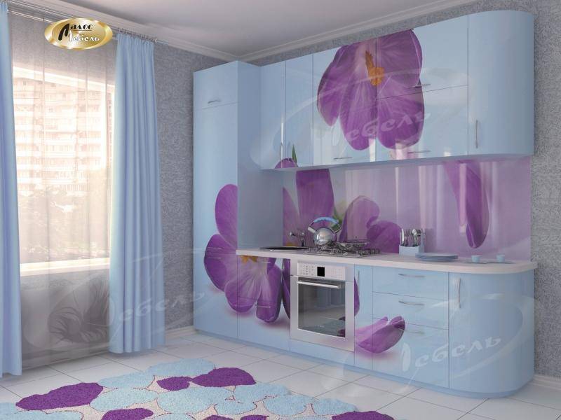 кухня прямая «крокус blue» в Нижневартовске