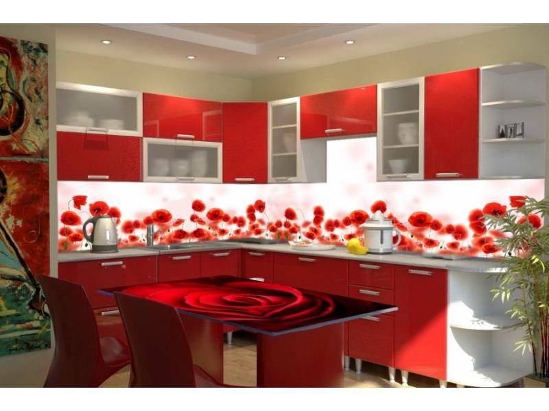 угловая красно-белая кухня модерн 17 в Нижневартовске