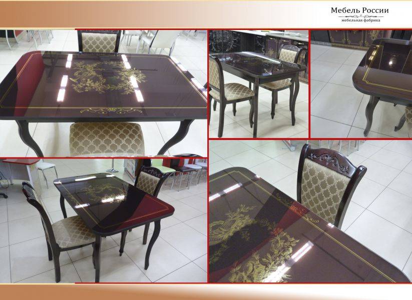 стол фото-металл в золоте на основе каленого стекла в Нижневартовске