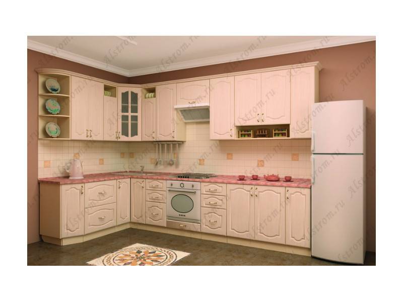 кухня угловая мдф классика ольха в Нижневартовске