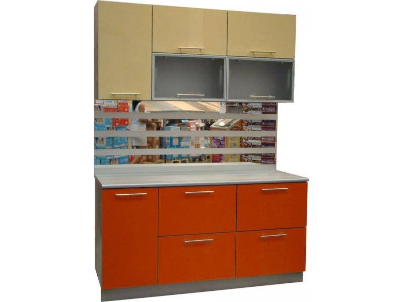 кухня прямая акрилайн оранж ваниль в Нижневартовске