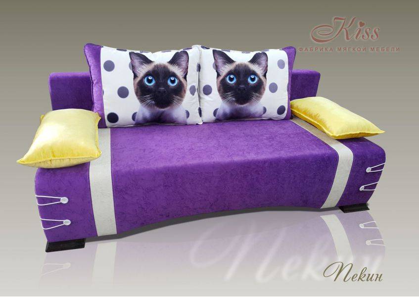диван пекин с фотопечатью кошки на подушках в Нижневартовске