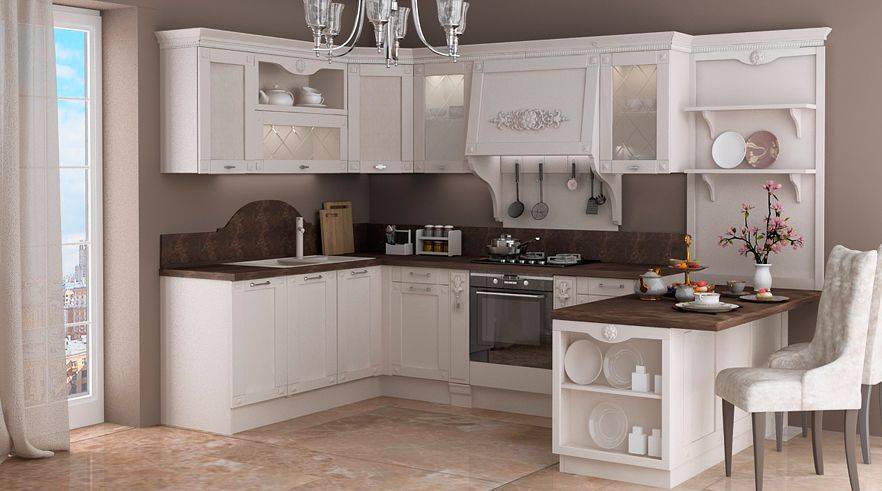 белая угловая кухня аттика в Нижневартовске