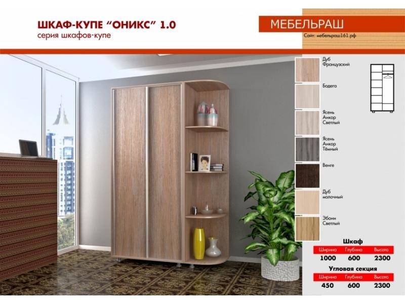 шкаф-купе раздвижной оникс 1.0 в Нижневартовске