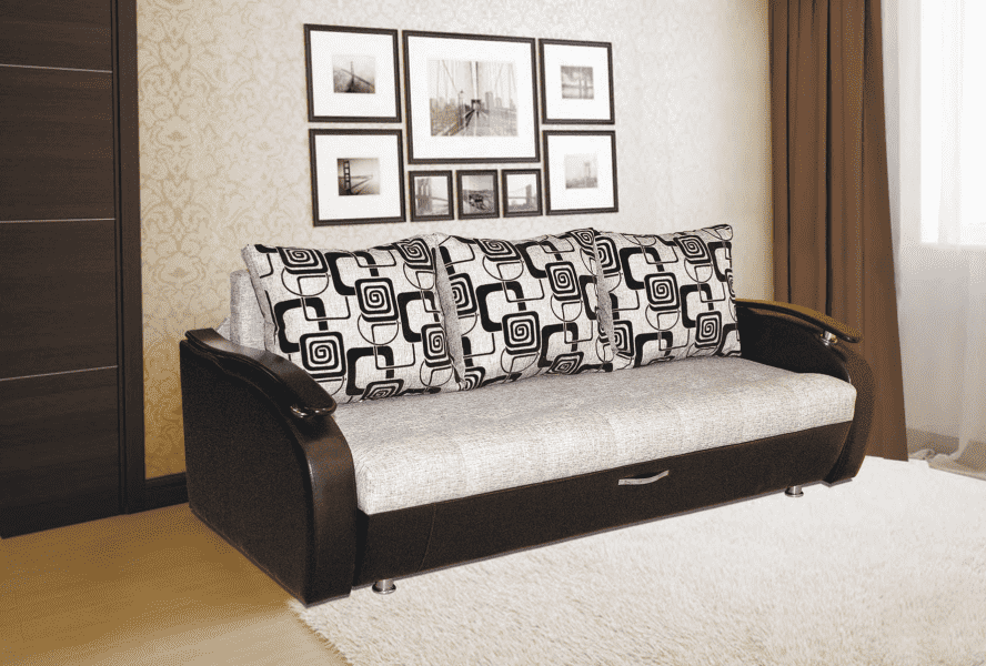 прямой диван с деревянными подлокотниками романтик 3 в Нижневартовске