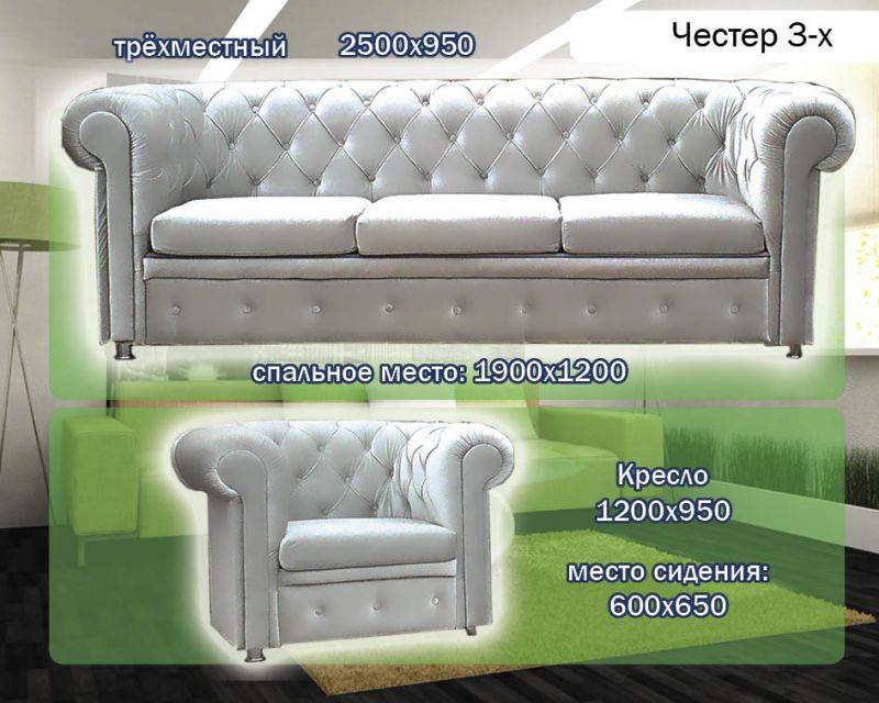 трехместный диван честер в Нижневартовске