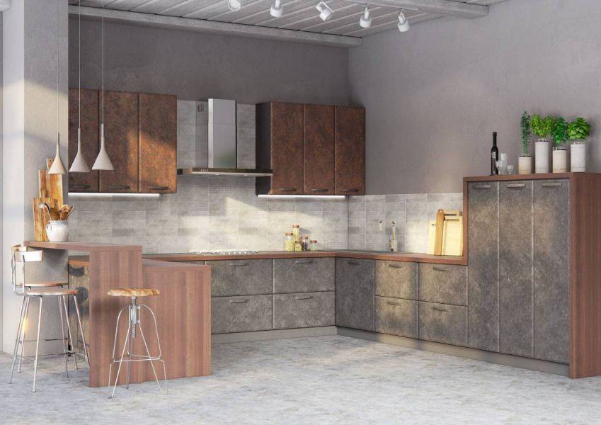 угловая кухня лофт стоун в Нижневартовске