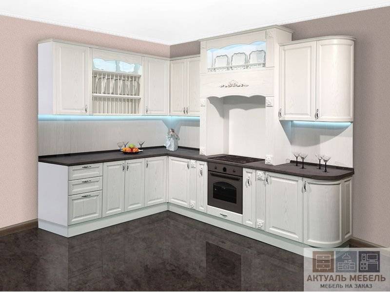 угловая белая кухня в Нижневартовске