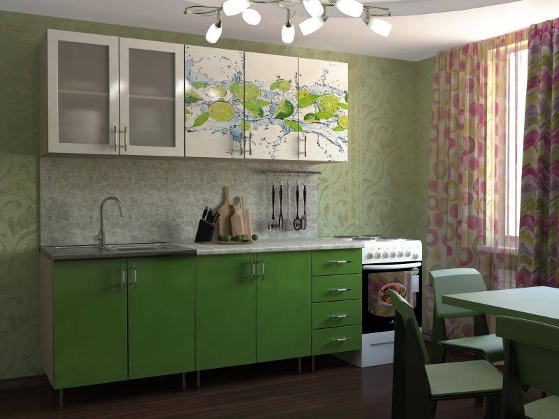 зеленая кухня с фотопечатью лайм 2 в Нижневартовске