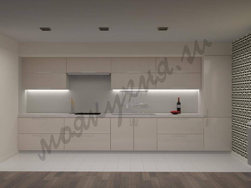 кухня шпон/пластик глянец - дуб белый/бежевый глянец в Нижневартовске