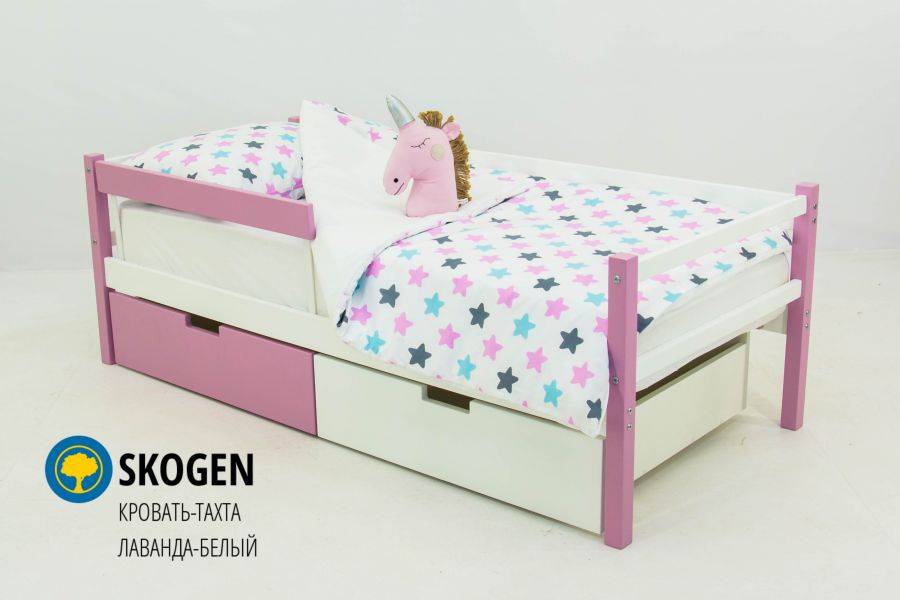 детская деревянная кровать-тахта бельмарко skogen лаванда-белый в Нижневартовске