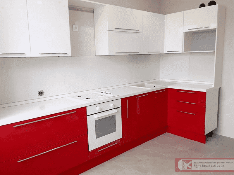 кухня модерн белая и красная в Нижневартовске