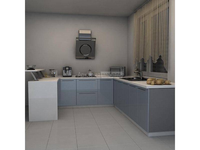 бело-синяя кухня интересного дизайна олимп 2 в Нижневартовске