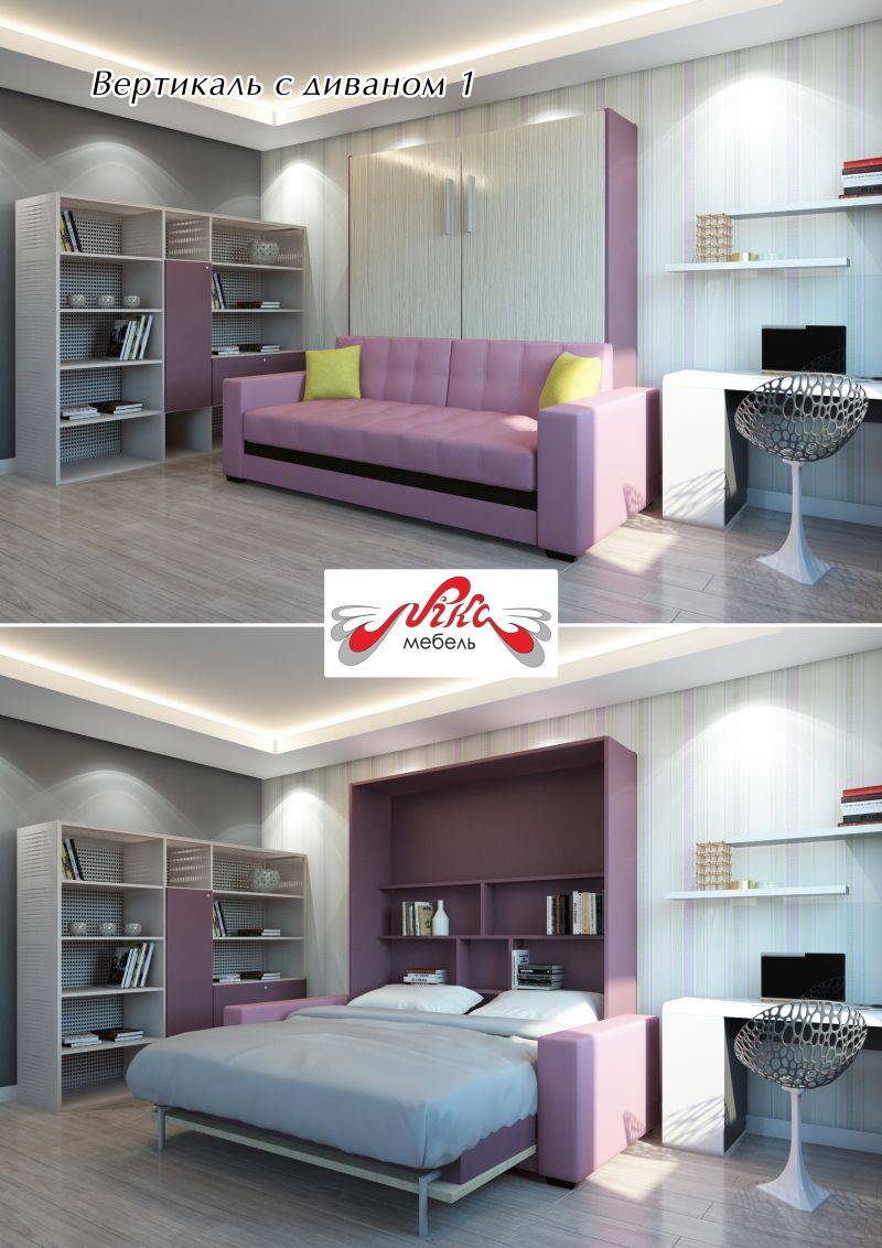 шкаф-трансформер вертикаль 1 с диваном в Нижневартовске