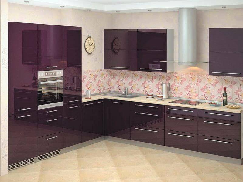 угловой кухонный гарнитур баклажан глянец пвх в Нижневартовске