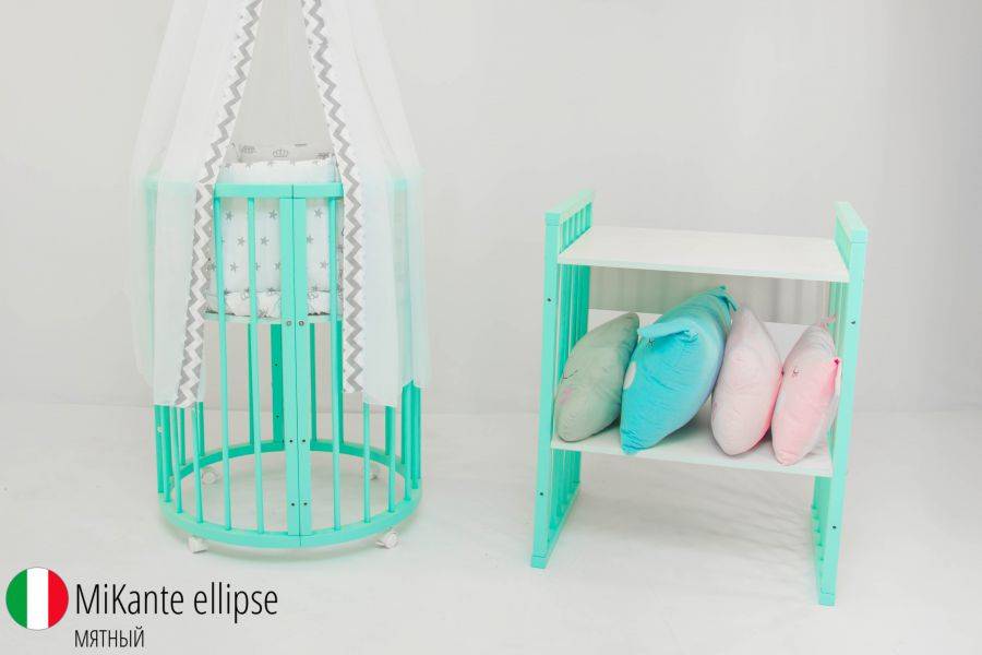 детская кроватка трансформер 6 в 1 mikante мятный в Нижневартовске
