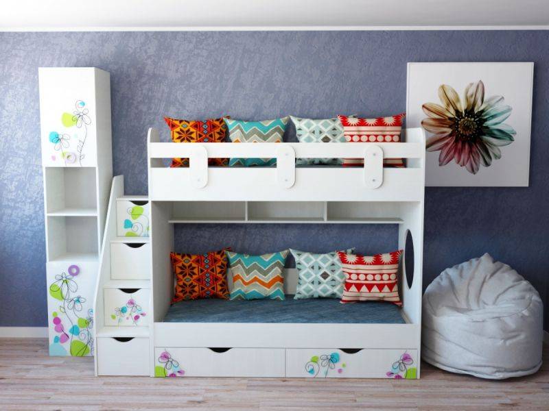 детская двухъярусная кровать цветы в Нижневартовске