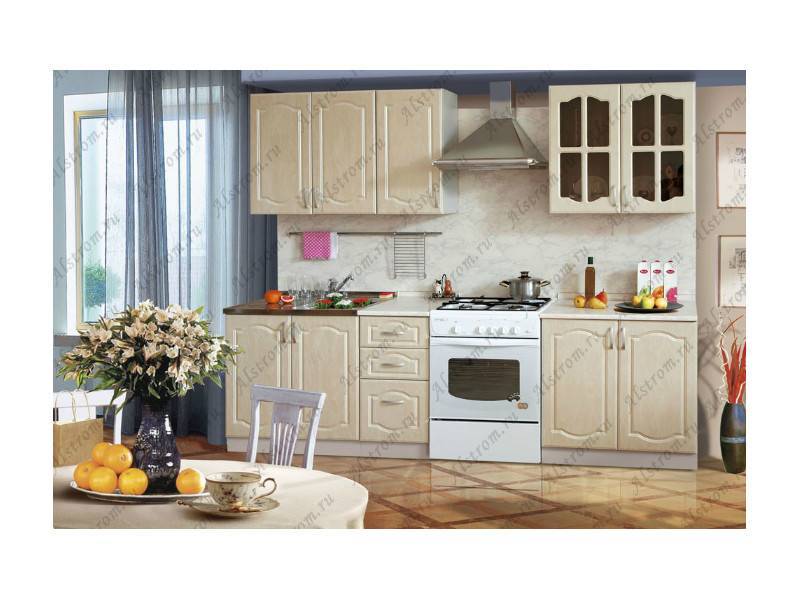 кухня прямая мдф классика бежевый глянец в Нижневартовске