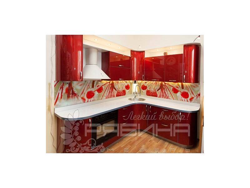 глянцевая угловая кухня в красном цвете бари в Нижневартовске