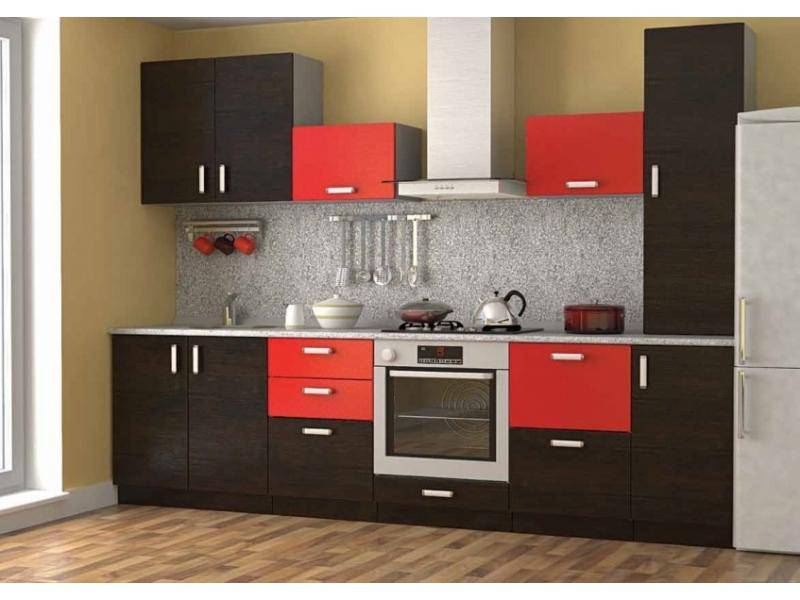 черно-красная прямая кухня в Нижневартовске