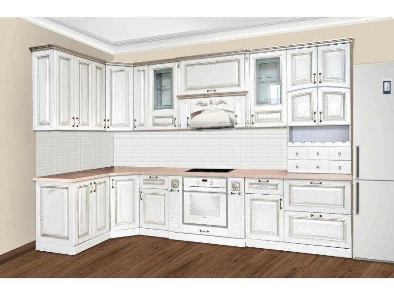 угловая белая кухня в Нижневартовске