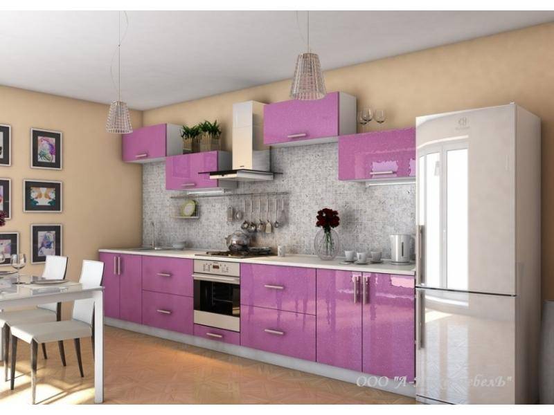современная глянцевая кухня сирень 3.0 в Нижневартовске