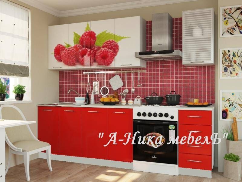 красная кухня с фотопечатью аника 1 в Нижневартовске