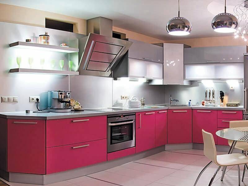 угловой кухонный гарнитур фуксия матовая пвх в Нижневартовске
