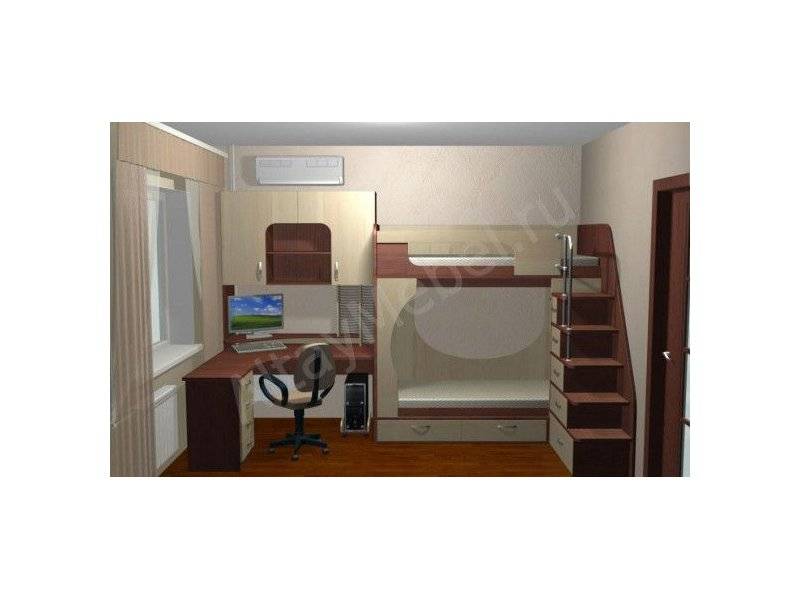 необычная детская двухъярусная кровать с ящиками в Нижневартовске