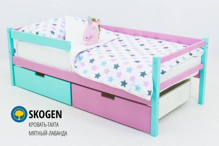 детская деревянная кровать-тахта бельмарко skogen мятный-лаванда в Нижневартовске