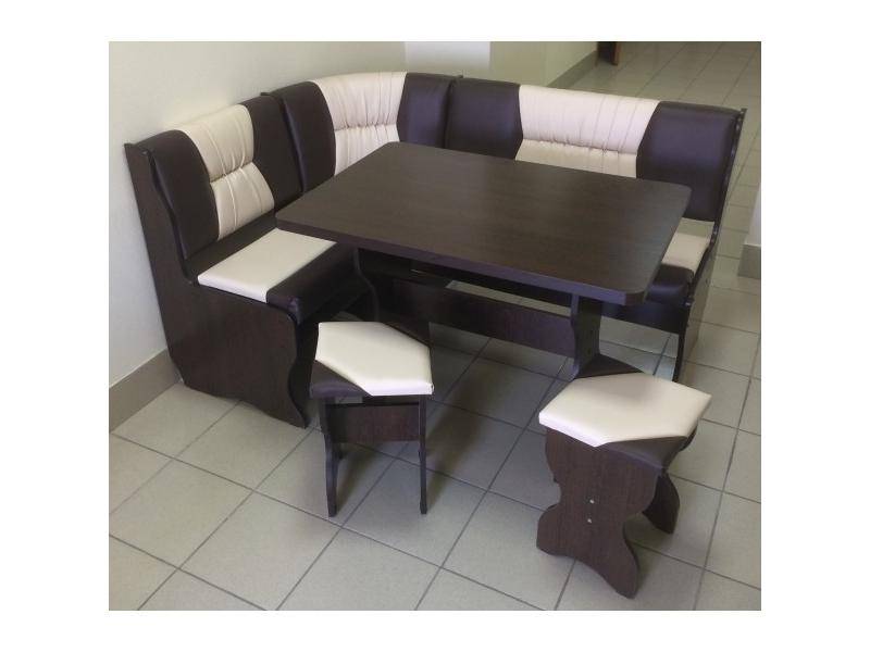 кухонный уголок уют 2, венге темный, к/з шоколадный + молочный в Нижневартовске