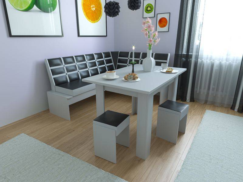 кухонный уголок реприза чёрный+белый в Нижневартовске