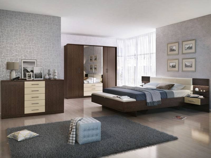 спальный гарнитур беата (венге-софт светлый) в Нижневартовске