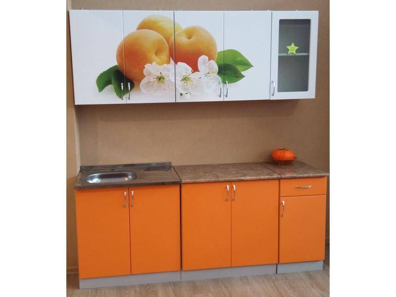 кухня прямая с фотопечатью персик в Нижневартовске