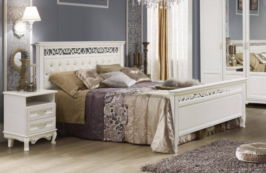 кровать венеция белая эмаль с патиной серебро в Нижневартовске