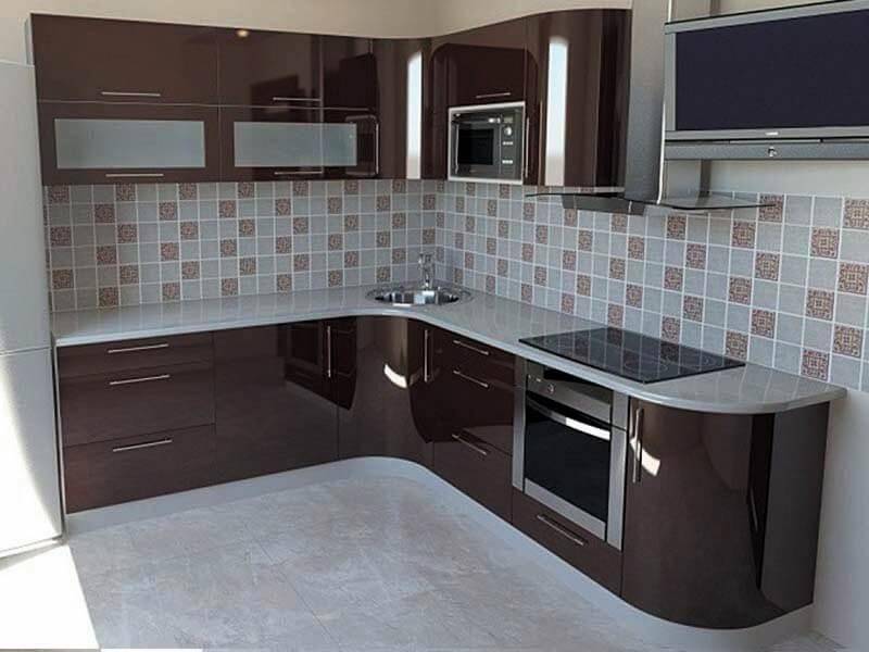 угловой кухонный гарнитур кофейный глянец пвх в Нижневартовске