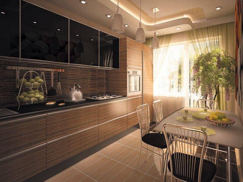 прямой кухонный гарнитур полоски коричневые пвх в Нижневартовске