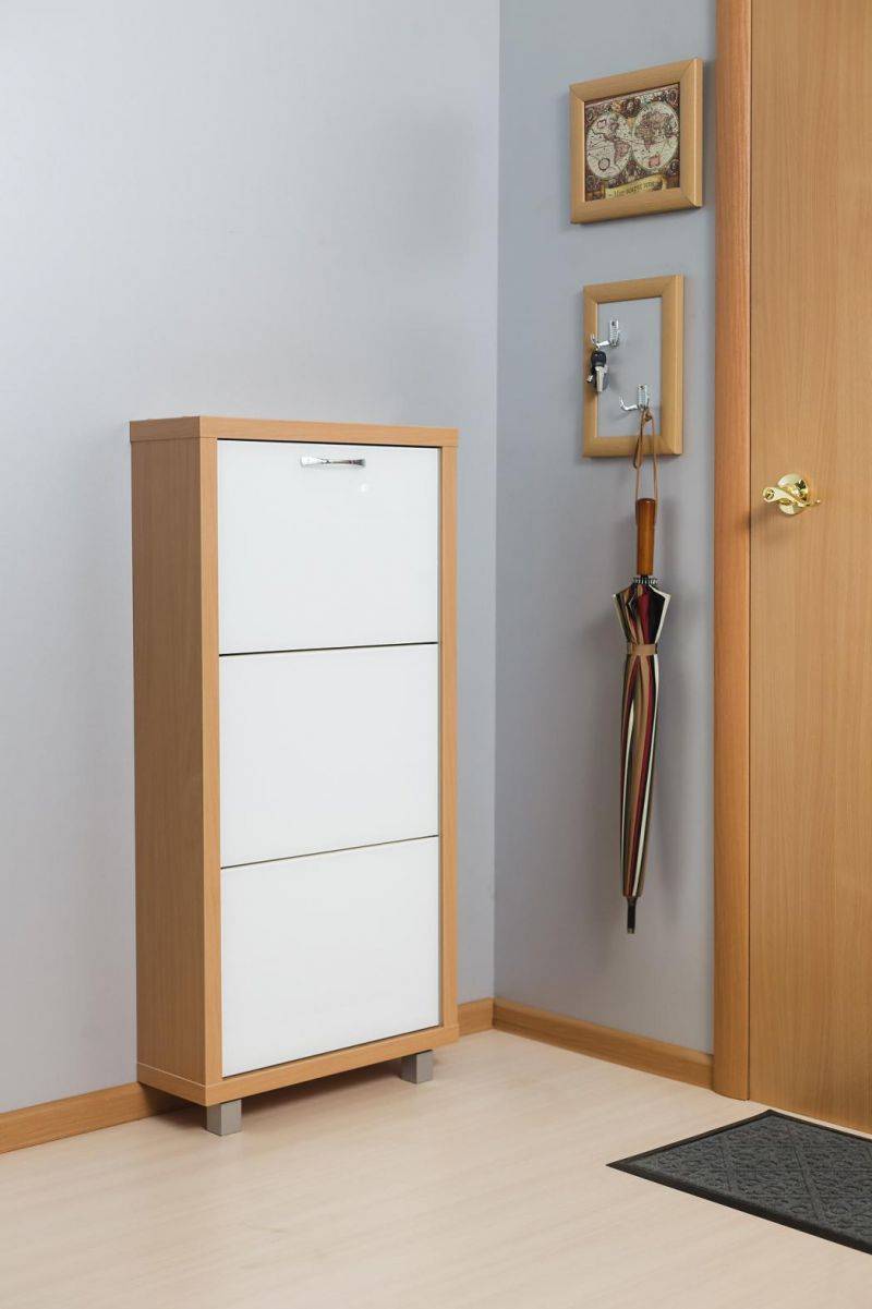 обувной шкаф 3-х секционный люкс стекло белое в Нижневартовске