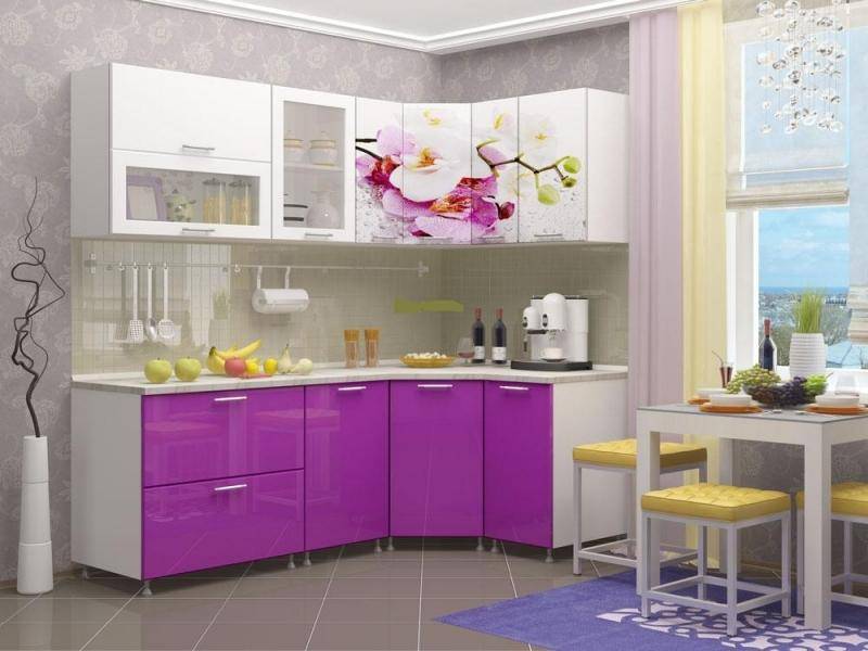 кухня угловая с фотопечатью орхидея в Нижневартовске