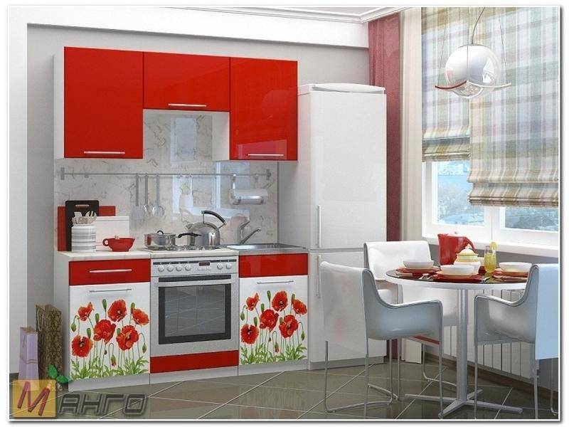 прямая кухня маки с фотопечатью в Нижневартовске