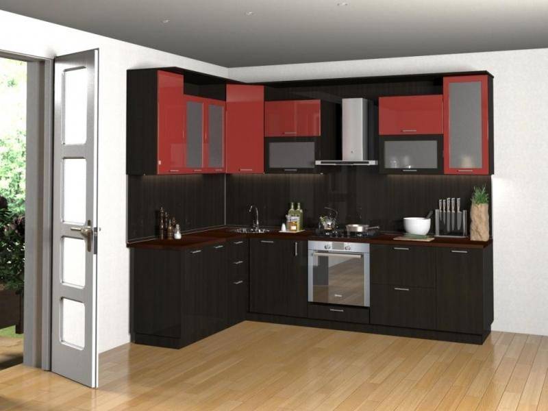 кухня угловая красный - венге в Нижневартовске