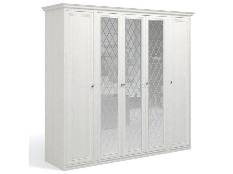 шкаф пятидверный рапсодия с тремя зеркалами с гравировкой (ясень снежный) в Нижневартовске