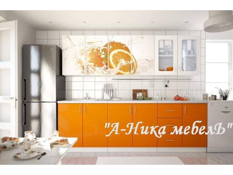 оранжевая кухня с фотопечатью аника 2 в Нижневартовске