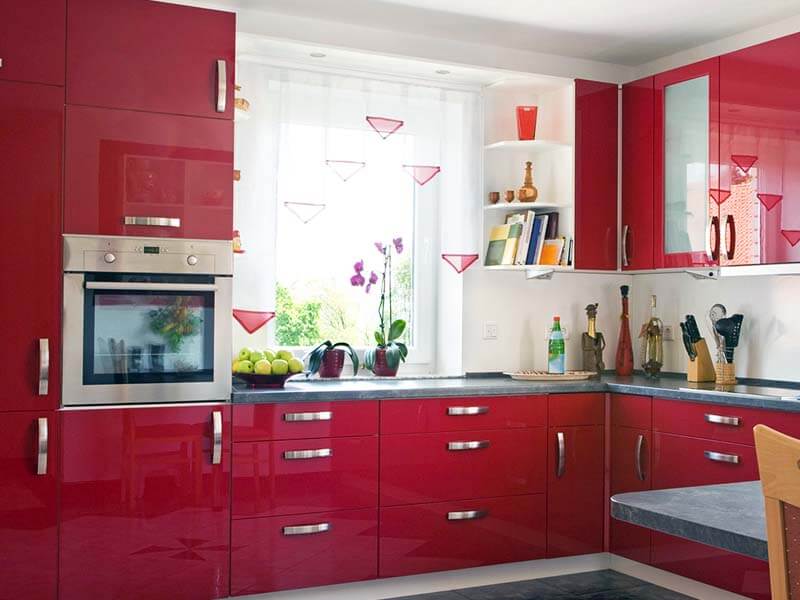 кухня угловая акрил красный alt2 в Нижневартовске